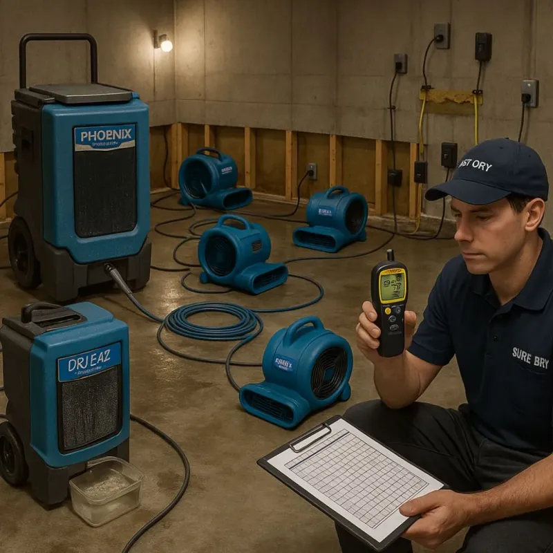 Structural Drying and Dehumidification process in Falkville, AL